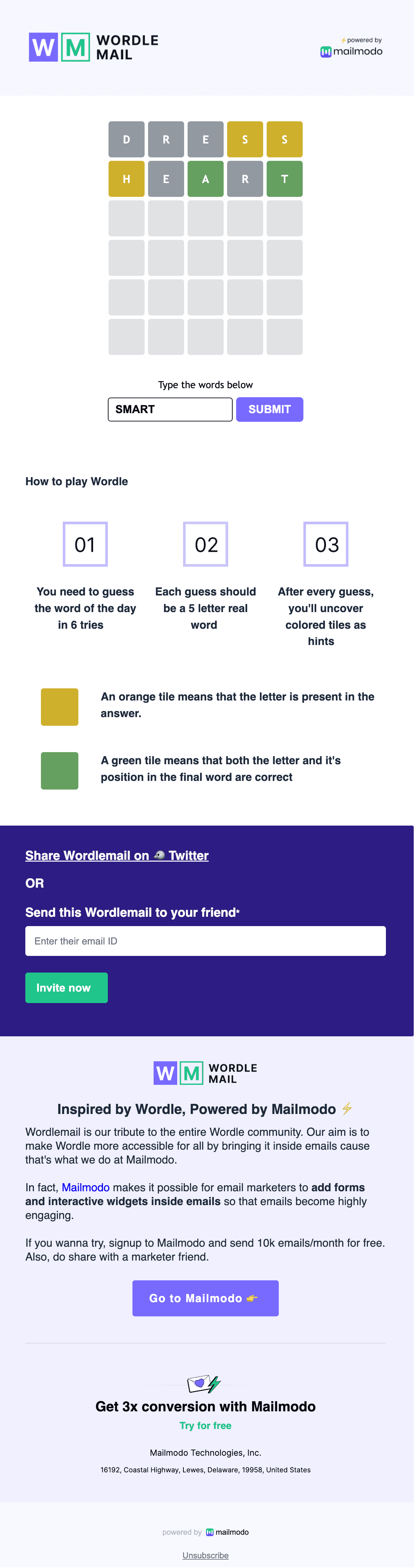 Free Gamified Email Template Featuring Wordle