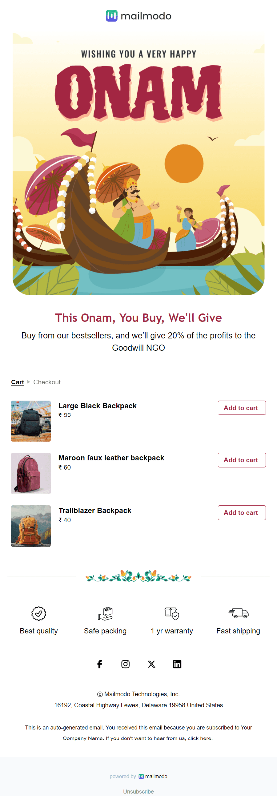 Free Onam Email Template