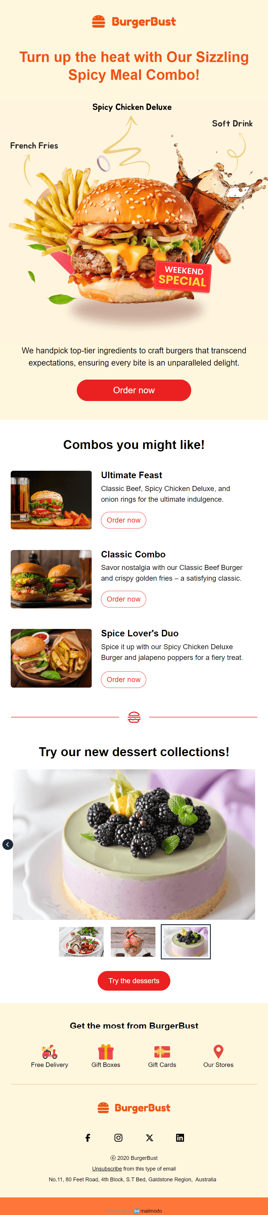 Free Food Recommendation Email Template