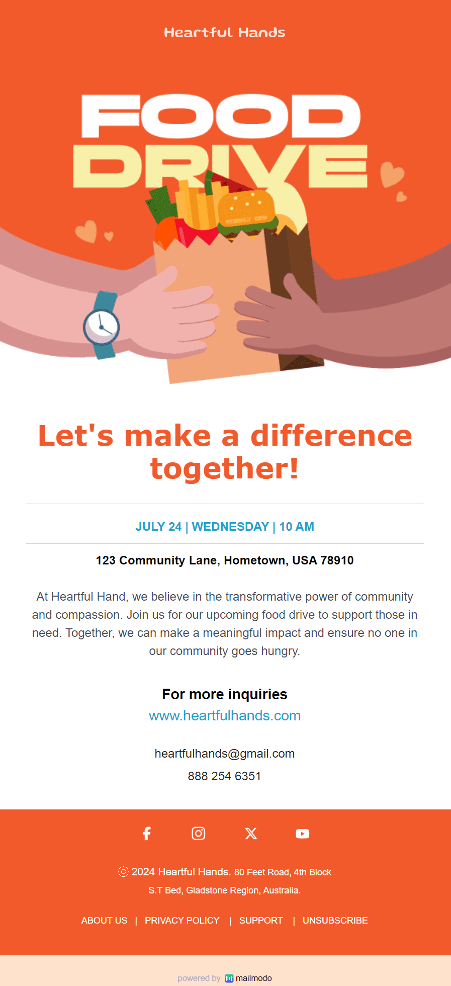 Free Food Drive Email Template