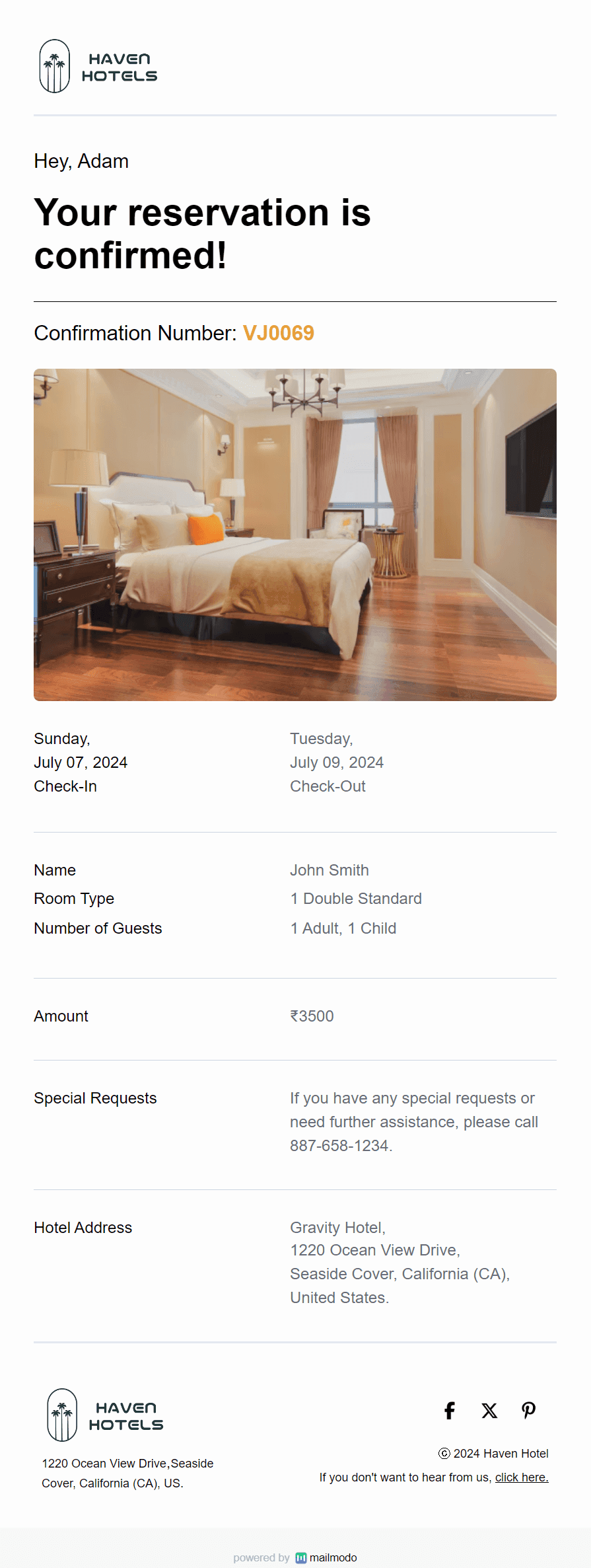 Free Hotel Booking Confirmation Email