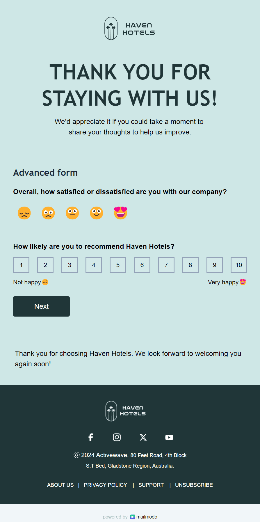 Free Hotel Email Surveys Template