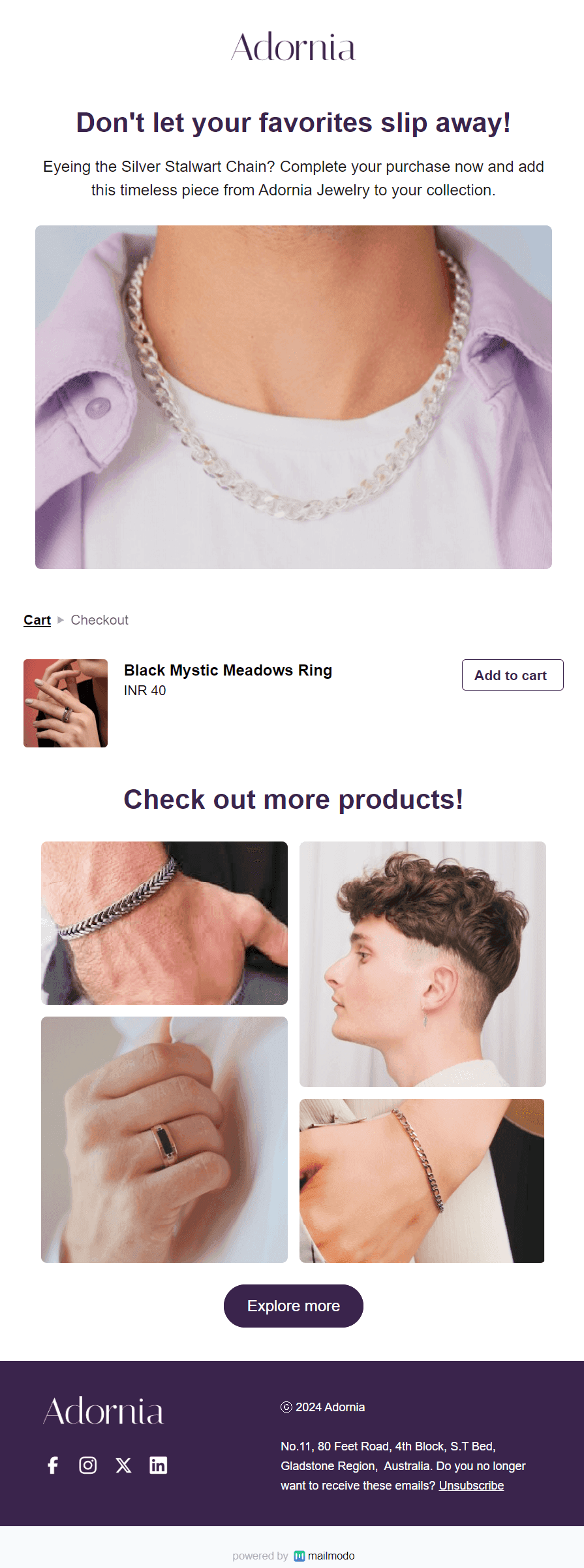 Free Jewellery Back in Stock Email Template