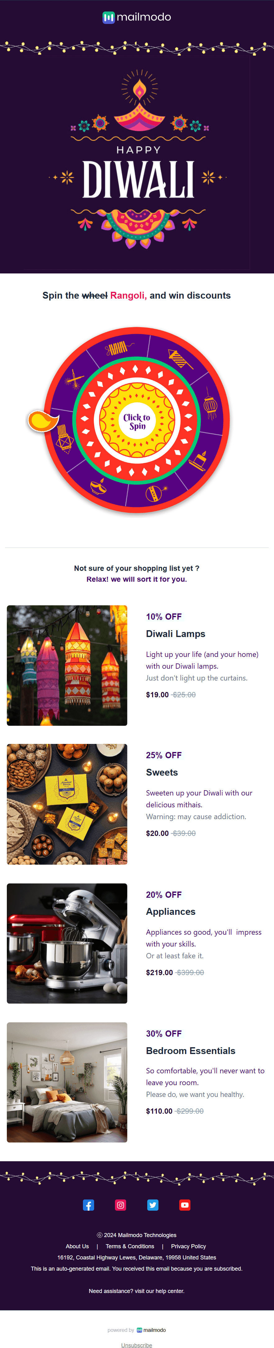 Free Diwali Sale Email Template