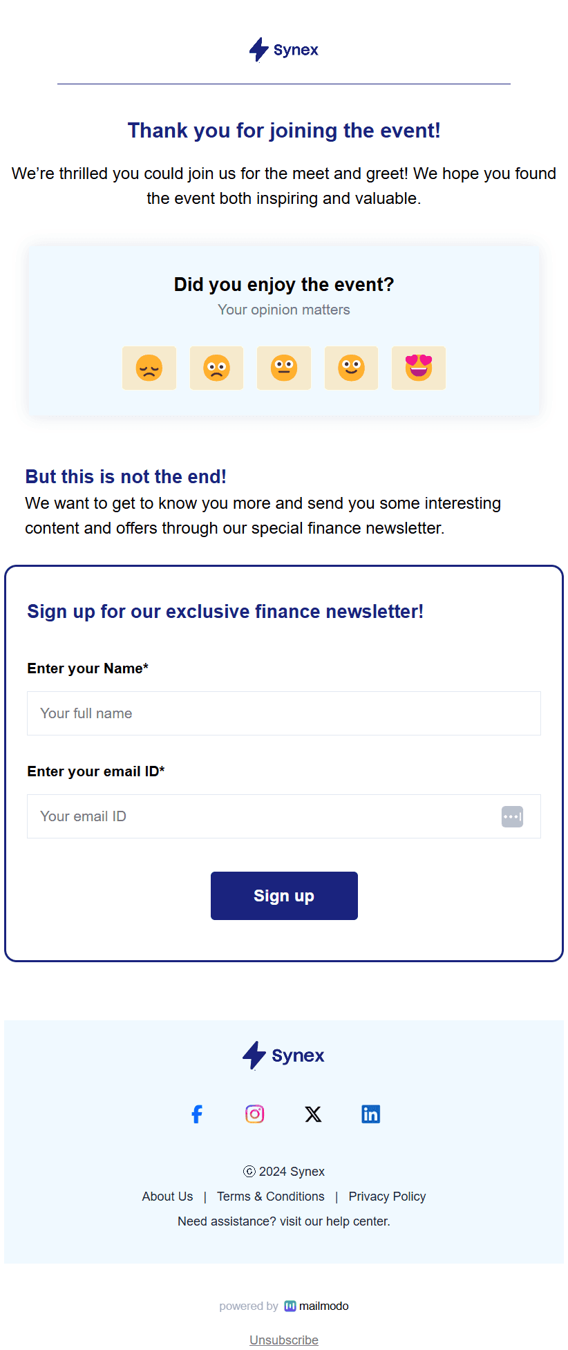 Free Post Event Thank You Email Template