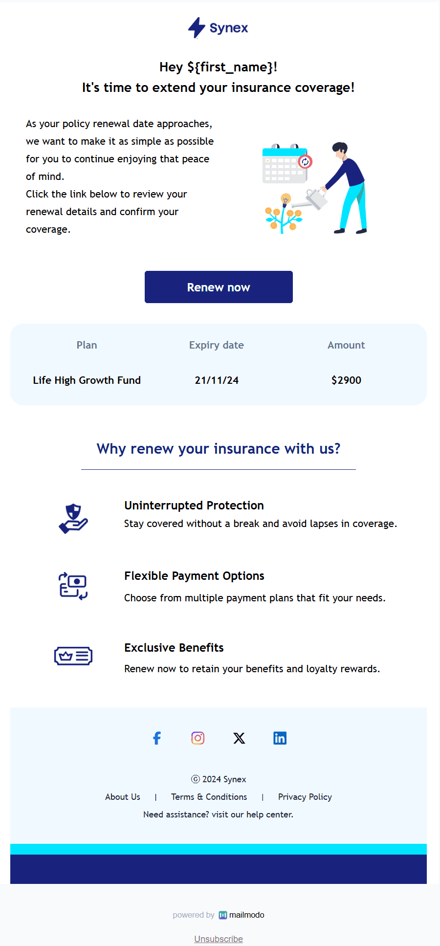 Free Insurance Renewal Email Template