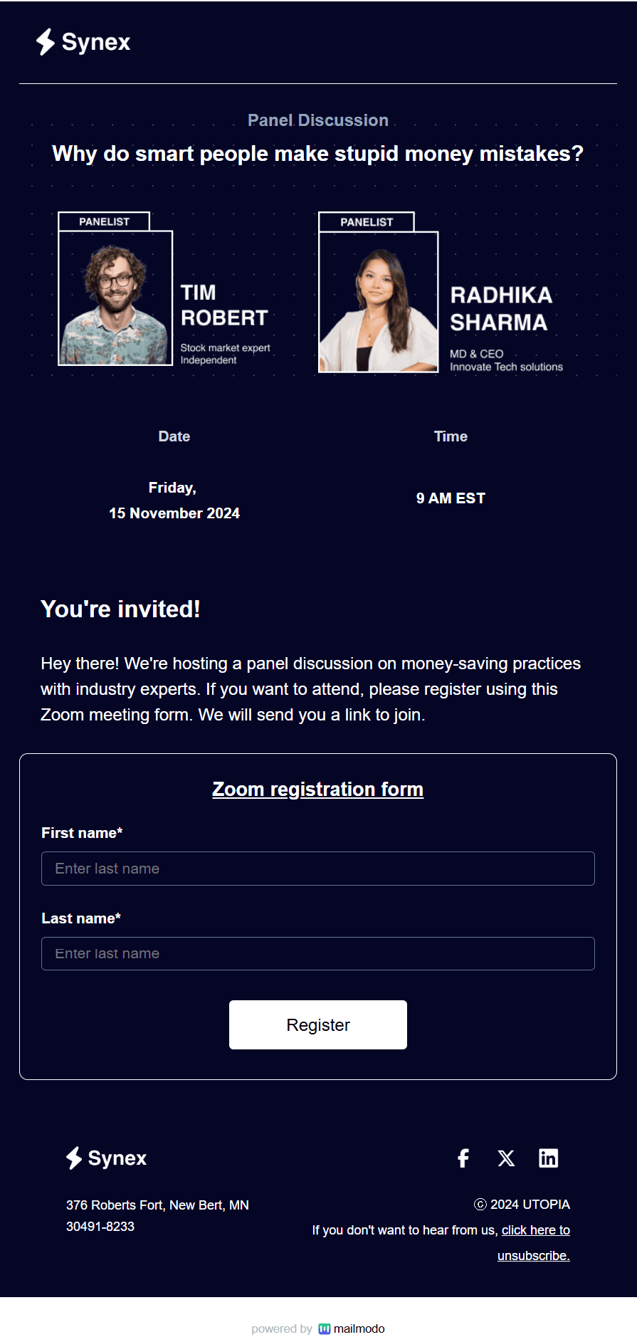 Free Zoom Meeting Email Template
