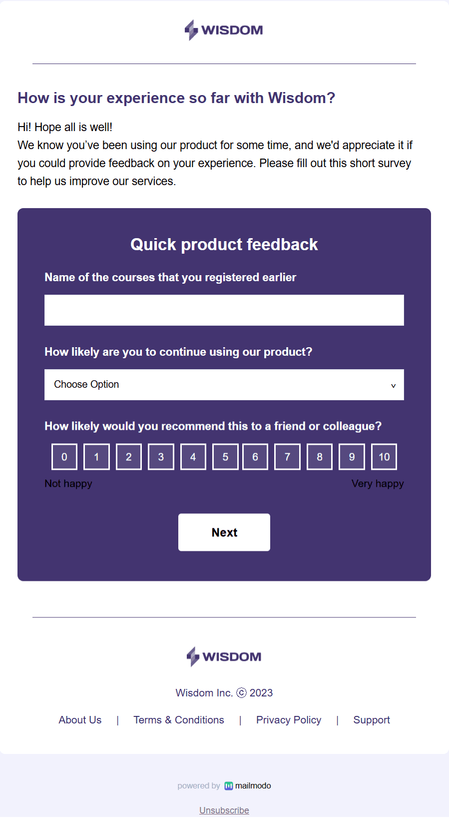 Free CSAT Survey Email Template