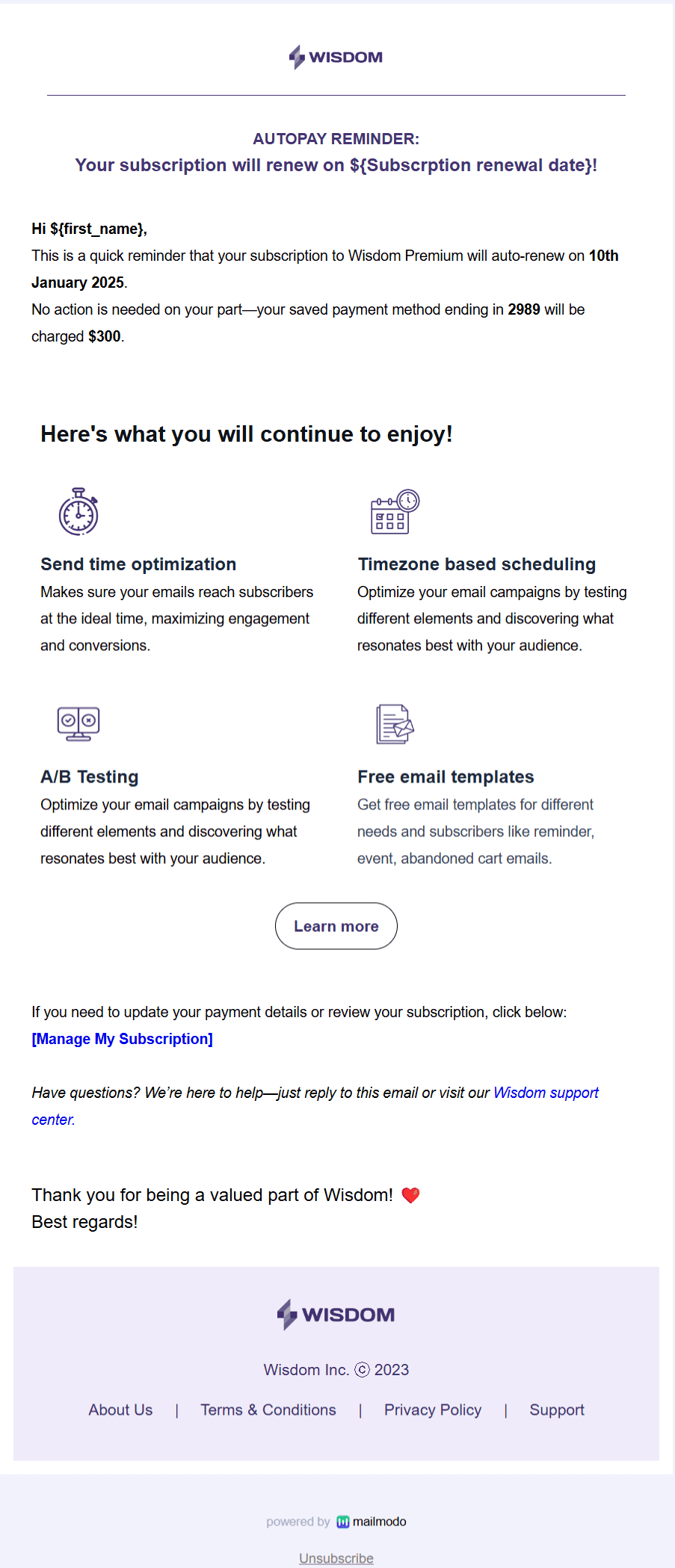 Free Reminder Email Template