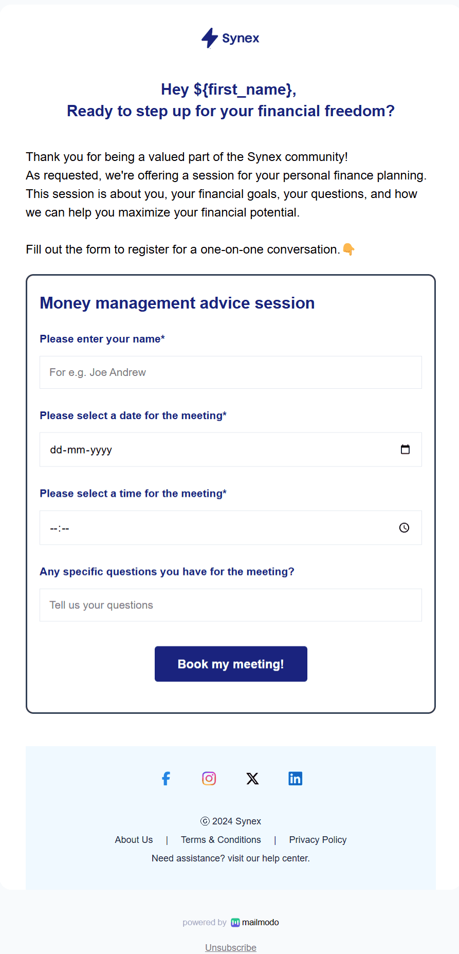Free Meeting Invitation Email Template
