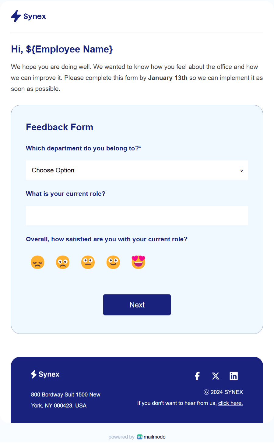 Free HR Survey Email Template