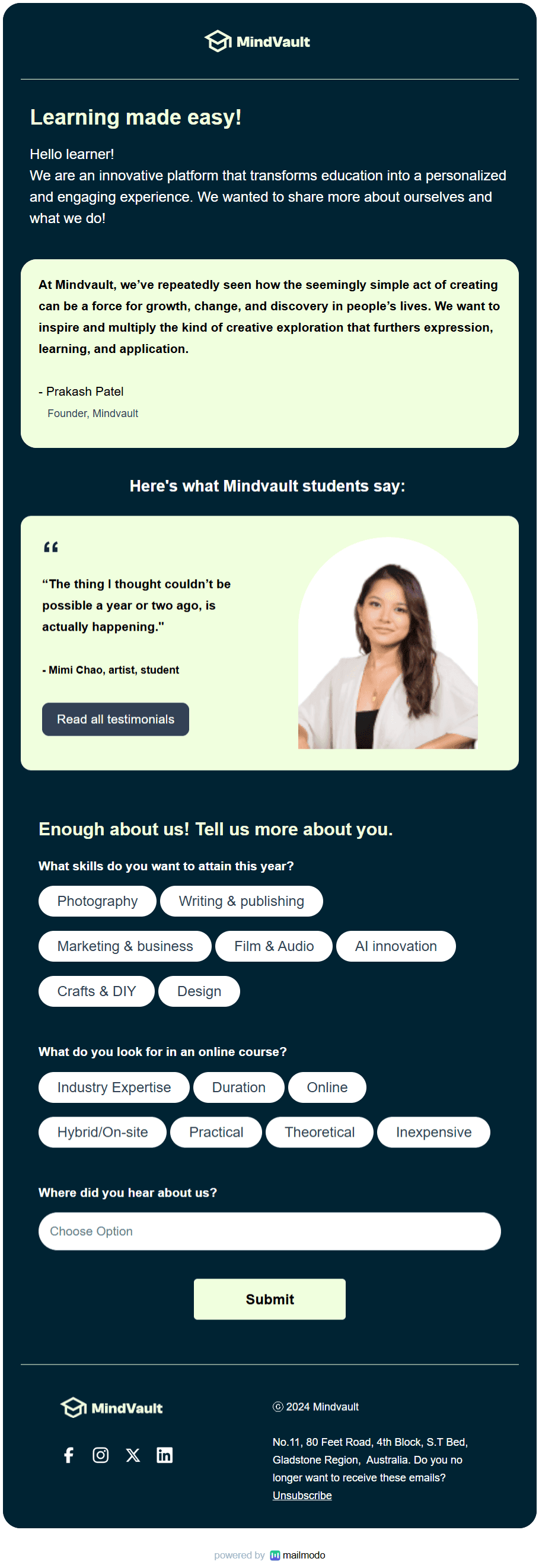 Free About Us Email Template