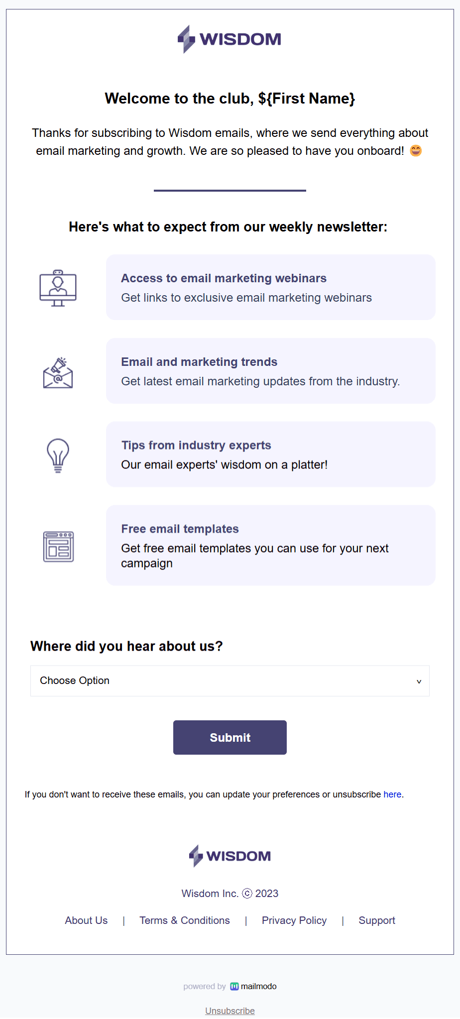 Free New Subscriber Email Template