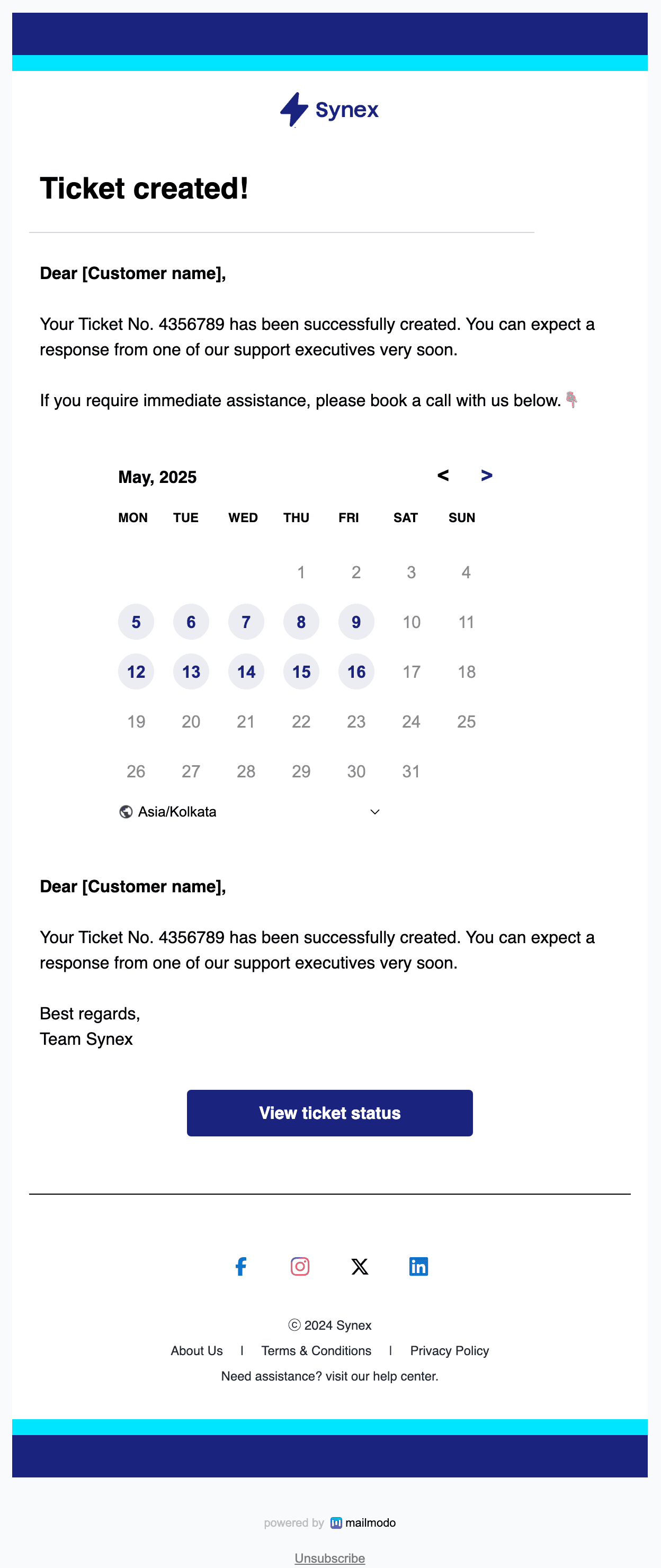 Free Customer Support Email Template