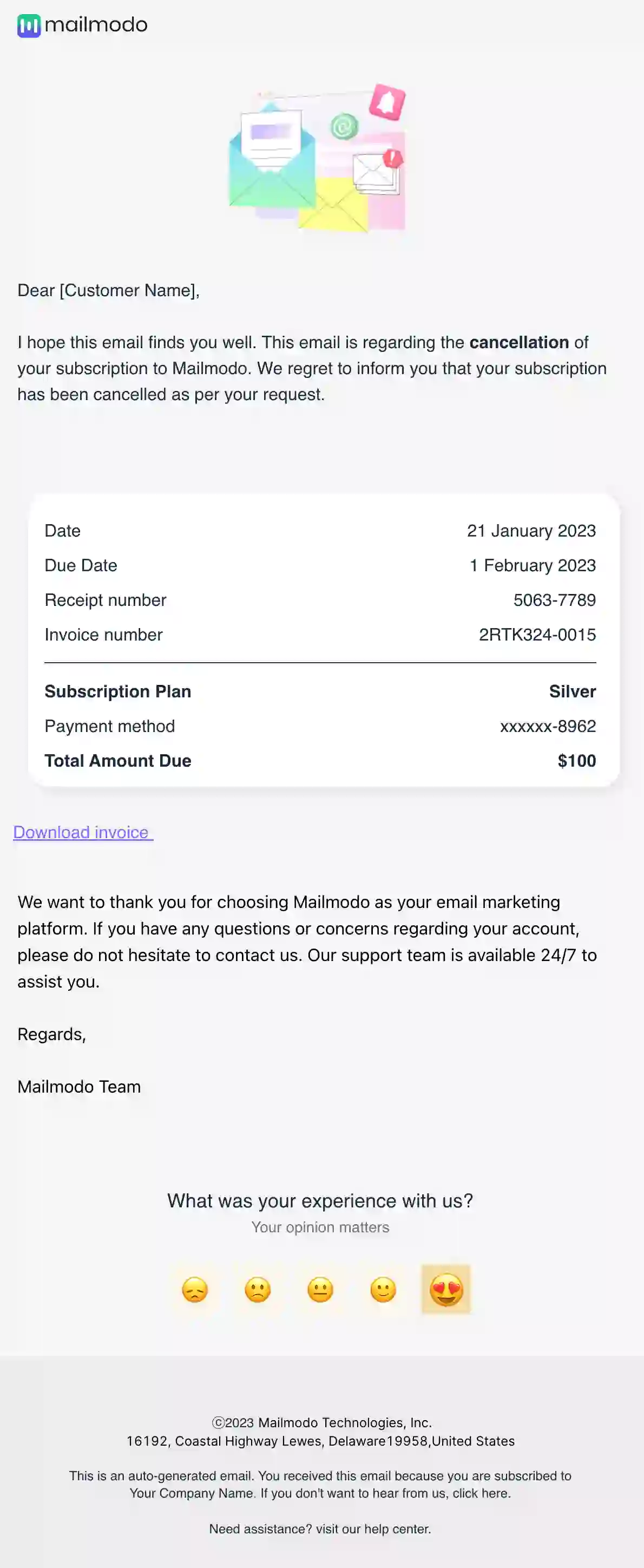 Free and Ready-to-use cancellation email template.
