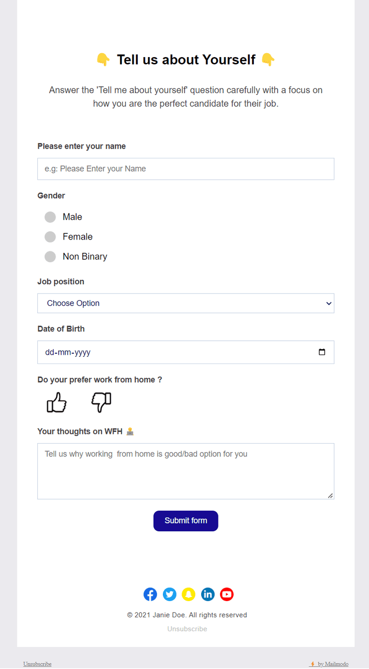 Free Submission Form Email Template